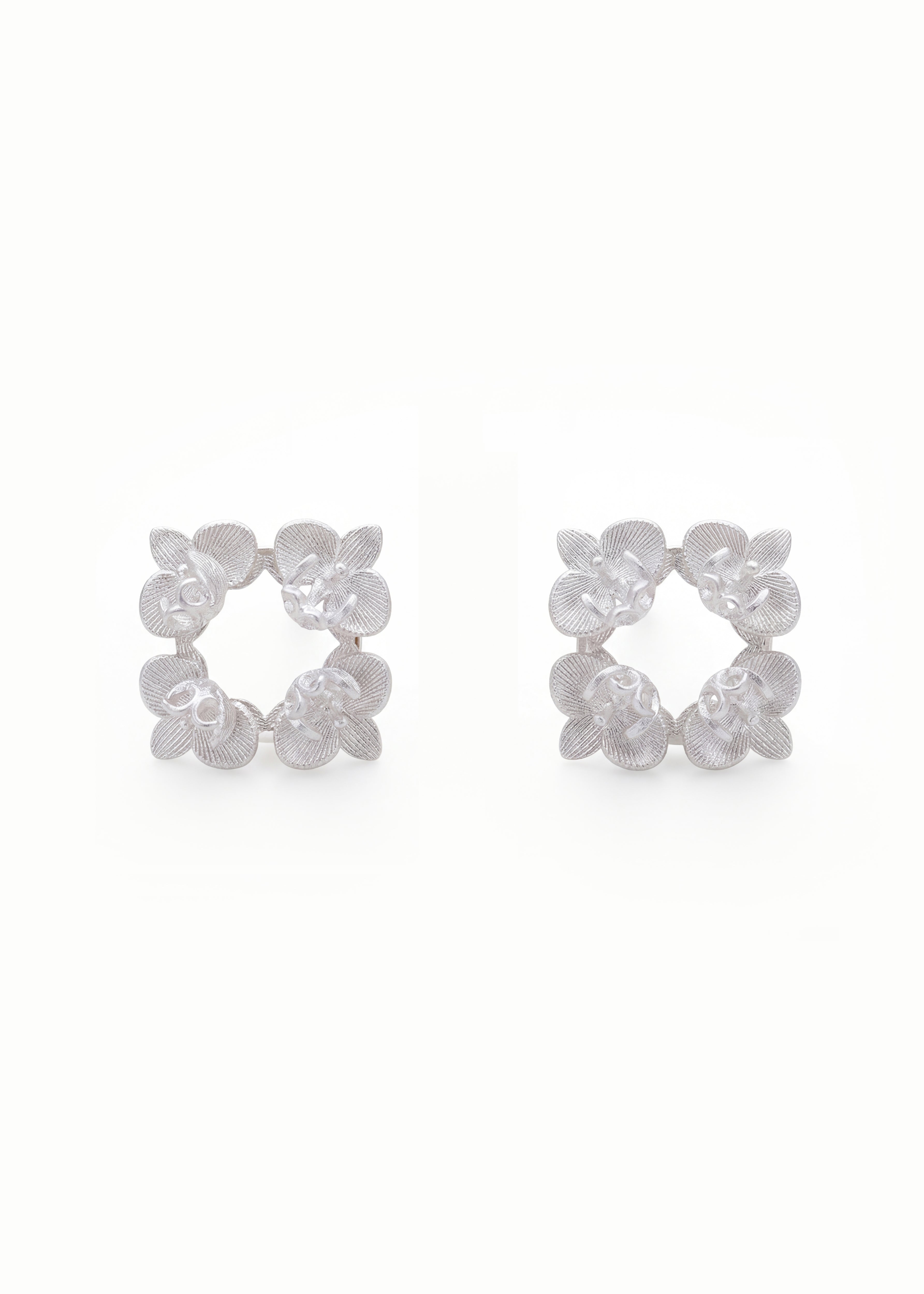 Sterling Silver Orchid Drop Earrings