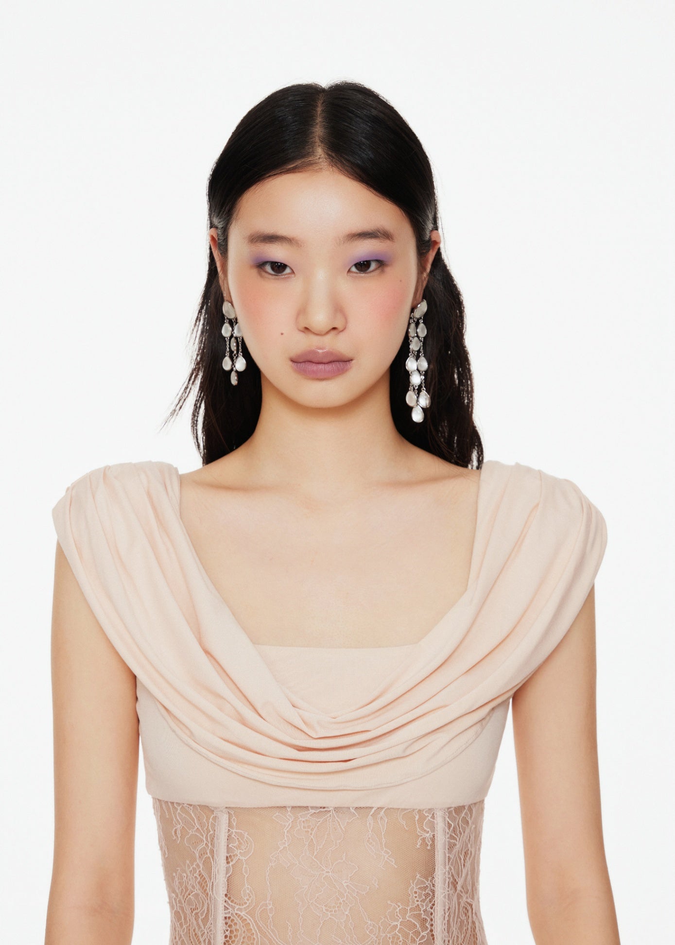 Crystal Teardrop Asymmetric Fringe Earrings