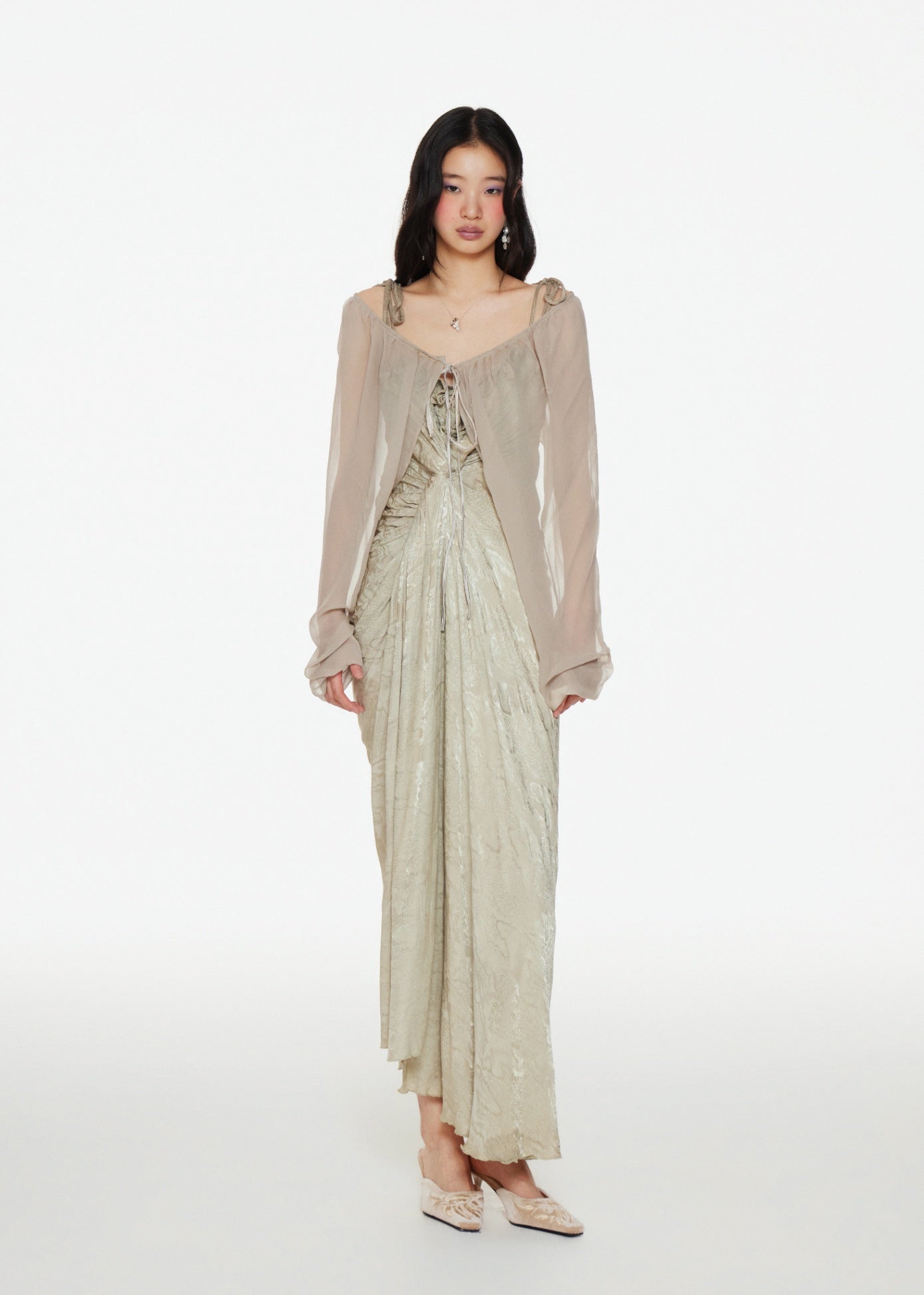 Long Sleeve Cape in Mulberry Silk