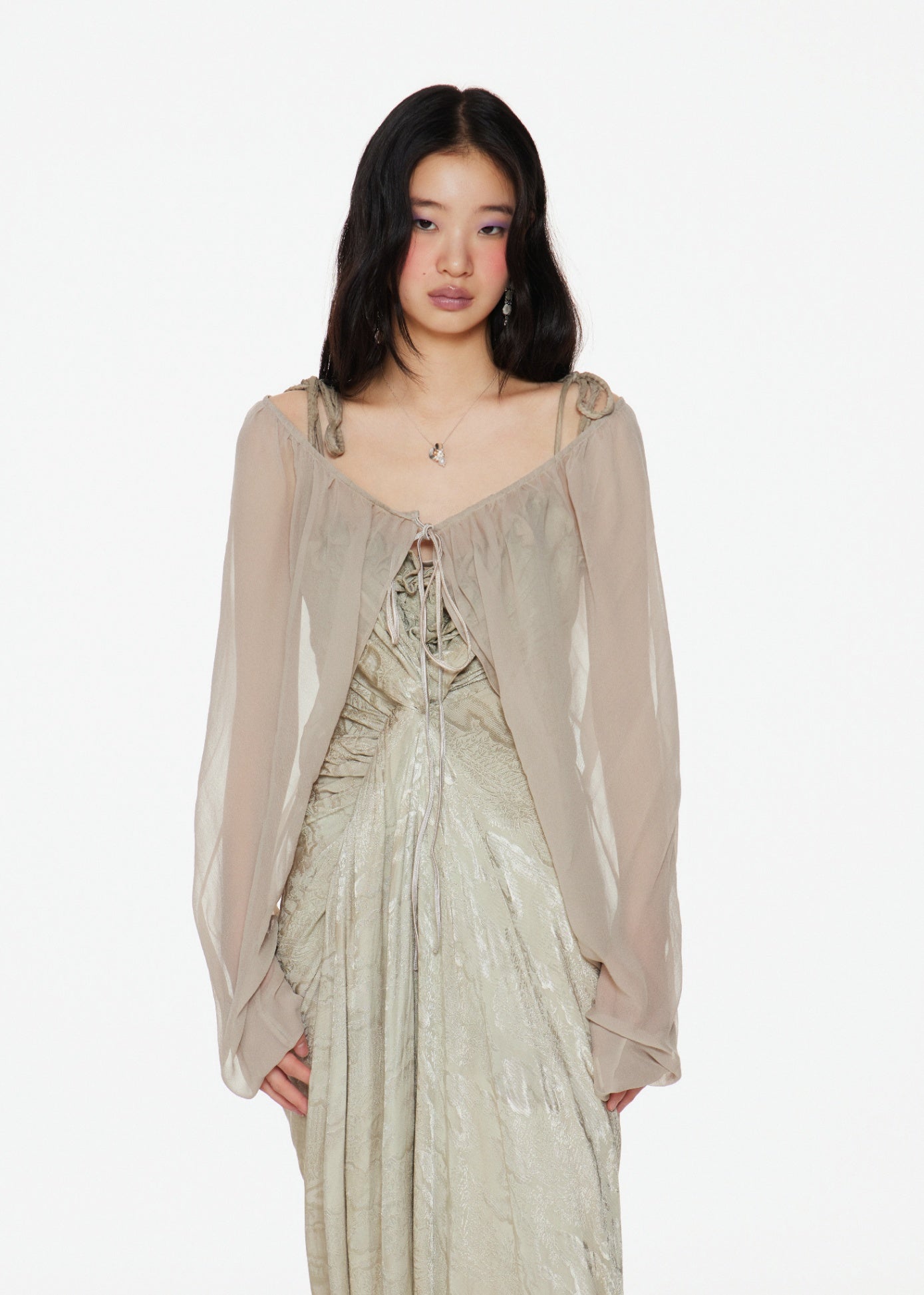 Long Sleeve Cape in Mulberry Silk
